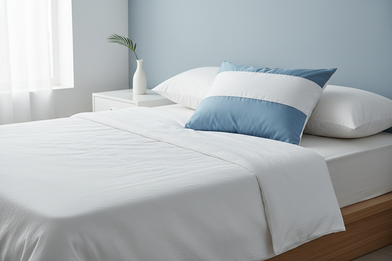 Cuscino Estivo in Seta Ghiaccio su letto moderno
